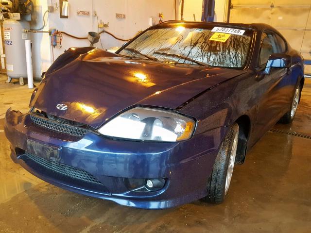 KMHHN65F25U177214 - 2005 HYUNDAI TIBURON GT BLUE photo 2