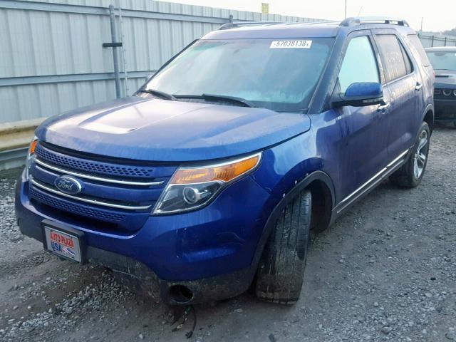 1FM5K8F87DGB07681 - 2013 FORD EXPLORER L BLUE photo 2