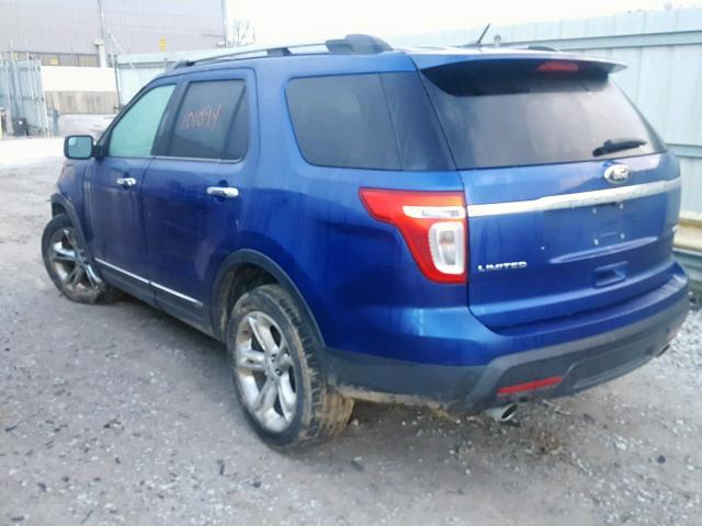 1FM5K8F87DGB07681 - 2013 FORD EXPLORER L BLUE photo 3