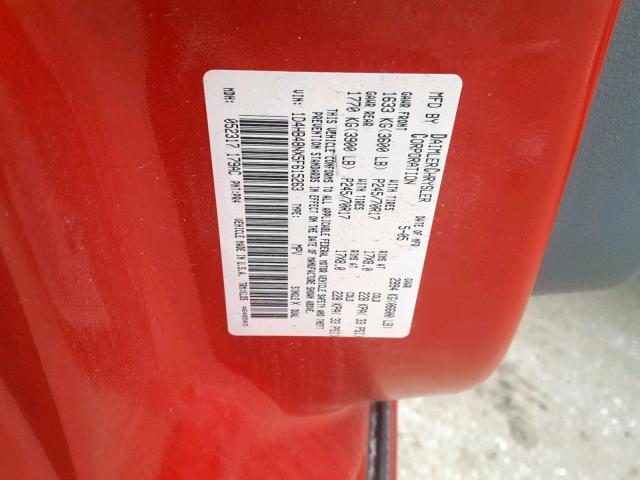 1D4HB48NX5F615263 - 2005 DODGE DURANGO SL RED photo 10