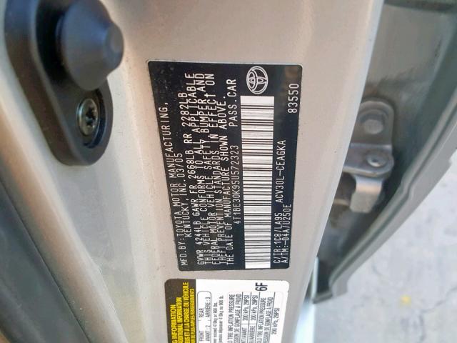 4T1BE30K95U572323 - 2005 TOYOTA CAMRY LE SILVER photo 10