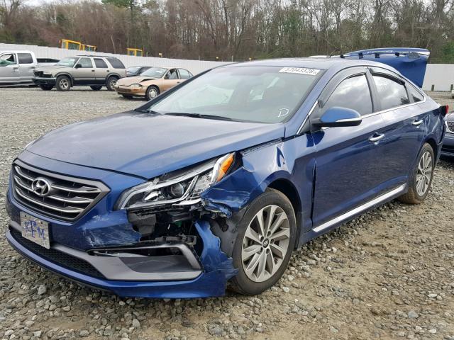 5NPE34AF1GH429619 - 2016 HYUNDAI SONATA SPO BLUE photo 2