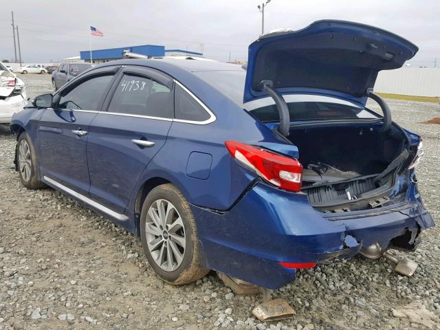 5NPE34AF1GH429619 - 2016 HYUNDAI SONATA SPO BLUE photo 3