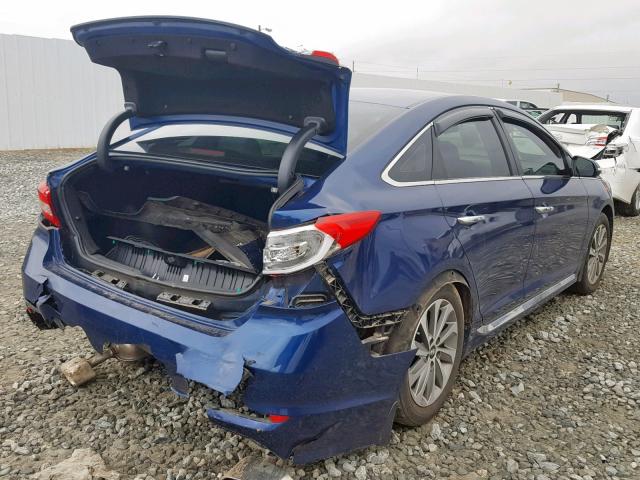 5NPE34AF1GH429619 - 2016 HYUNDAI SONATA SPO BLUE photo 4