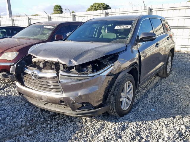 5TDZKRFH9ES004913 - 2014 TOYOTA HIGHLANDER GRAY photo 2