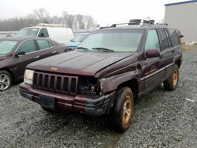 1J4GZ78Y0WC186874 - 1998 JEEP GRAND CHER BURGUNDY photo 2