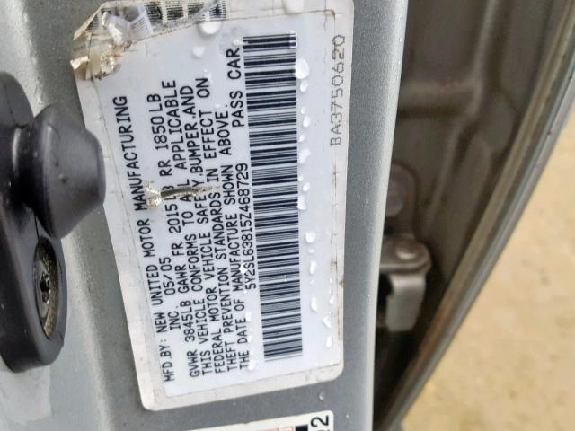 5Y2SL63815Z468729 - 2005 PONTIAC VIBE SILVER photo 10