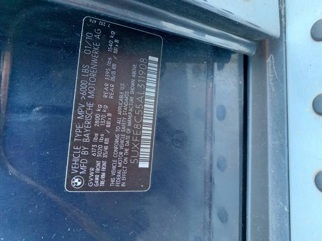 5UXFE8C55AL311908 - 2010 BMW X5 XDRIVE4 BLUE photo 10