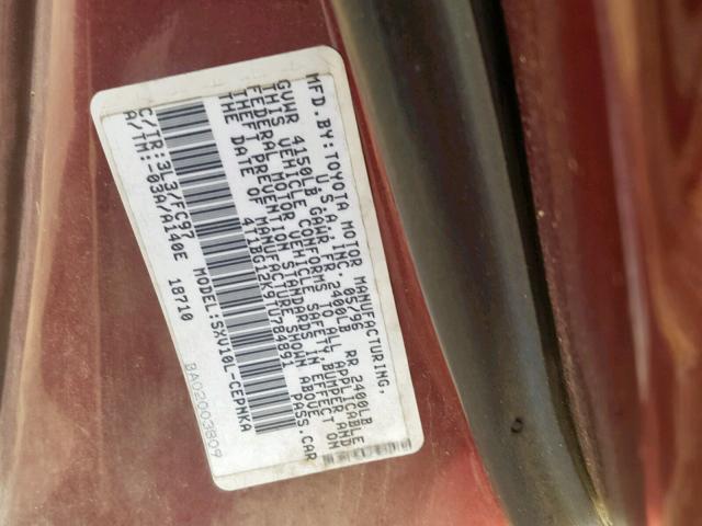 4T1BG12K9TU784891 - 1996 TOYOTA CAMRY DX MAROON photo 10