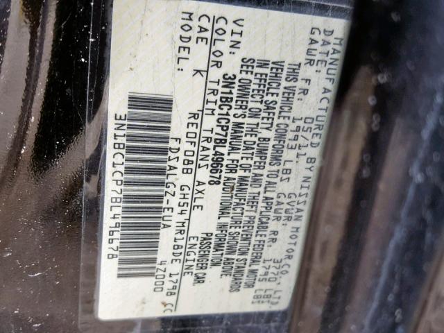 3N1BC1CP7BL496678 - 2011 NISSAN VERSA S BLACK photo 10