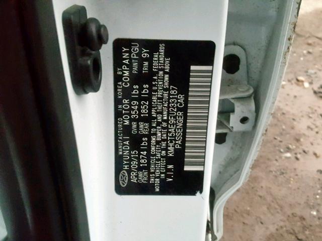 KMHCT5AE9FU233187 - 2015 HYUNDAI ACCENT GS WHITE photo 10