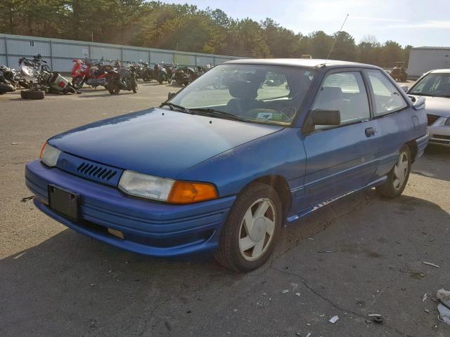 1FAPP1285MW295494 - 1991 FORD ESCORT GT BLUE photo 2