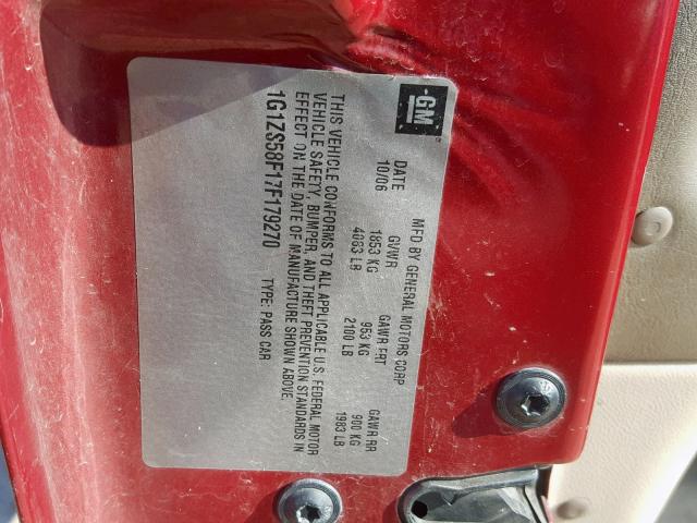 1G1ZS58F17F179270 - 2007 CHEVROLET MALIBU LS MAROON photo 10