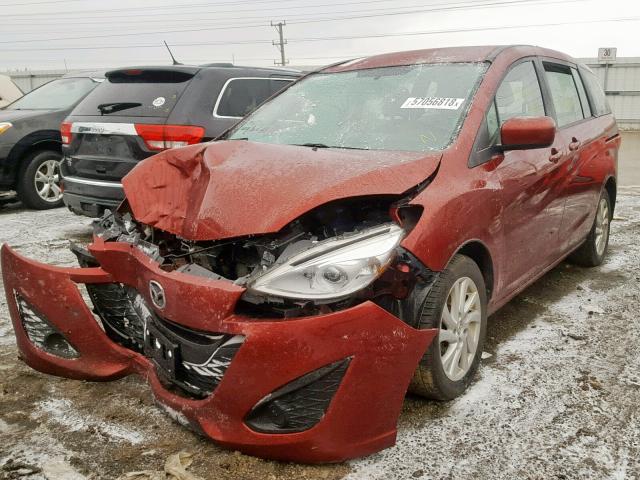 JM1CW2BL2C0124192 - 2012 MAZDA 5 RED photo 2