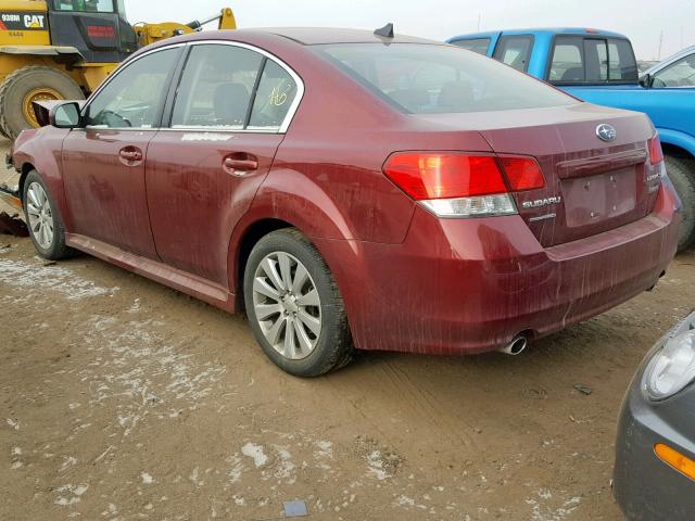 4S3BMDJ62B2232937 - 2011 SUBARU LEGACY 3.6 RED photo 3