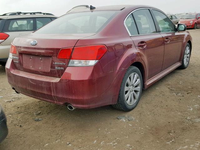 4S3BMDJ62B2232937 - 2011 SUBARU LEGACY 3.6 RED photo 4