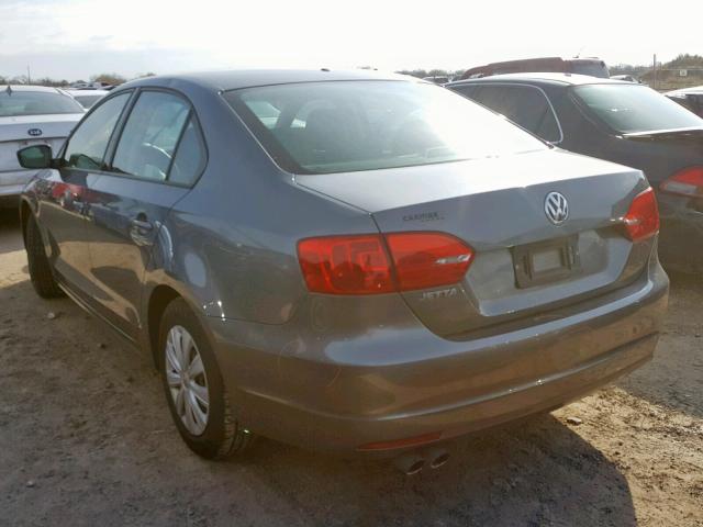 3VW2K7AJ6EM422259 - 2014 VOLKSWAGEN JETTA BASE GRAY photo 3