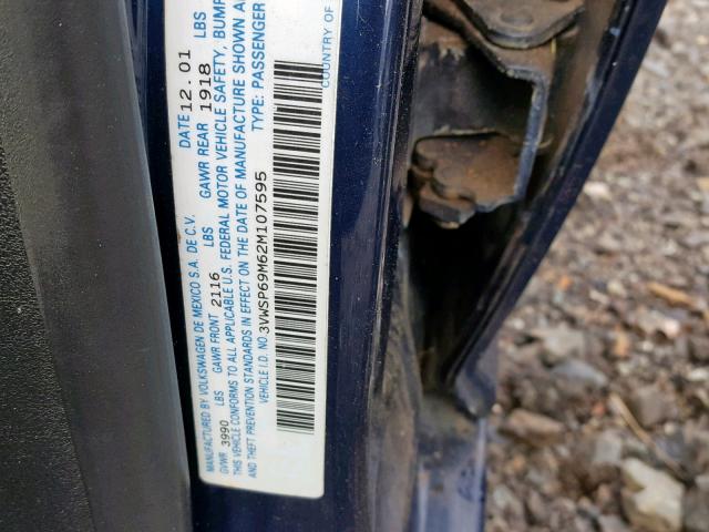 3VWSP69M62M107595 - 2002 VOLKSWAGEN JETTA GLS BLUE photo 10