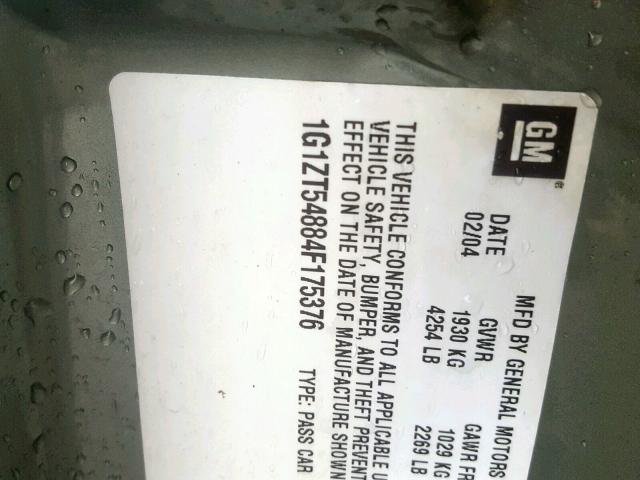 1G1ZT54884F175376 - 2004 CHEVROLET MALIBU LS 绿色 照片 10