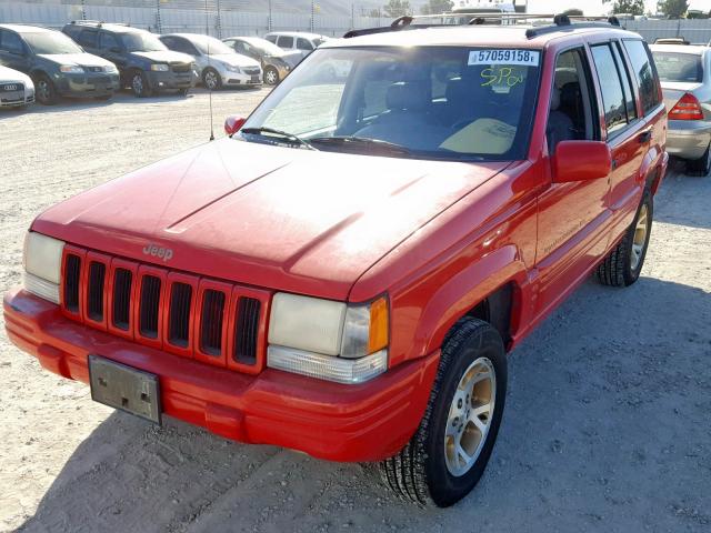 1J4GZ78S5VC593129 - 1997 JEEP GRAND CHER RED photo 2