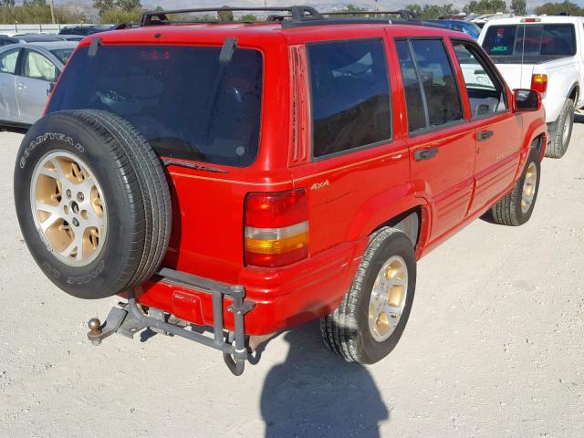 1J4GZ78S5VC593129 - 1997 JEEP GRAND CHER RED photo 4