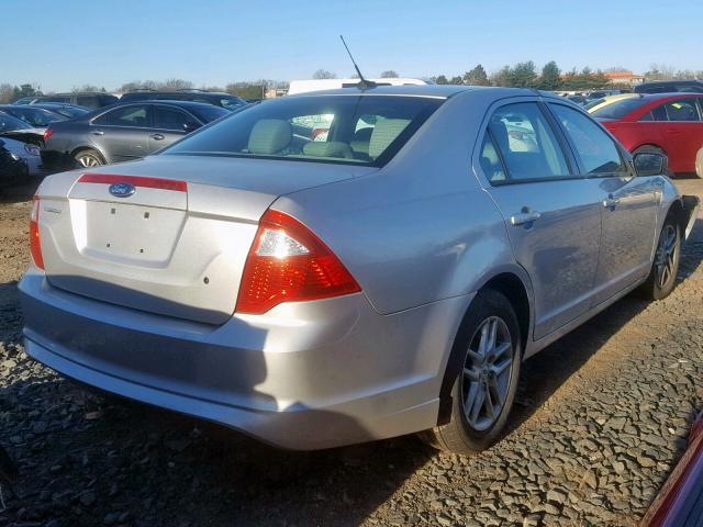 3FAHP0GA2BR337260 - 2011 FORD FUSION S SILVER photo 4