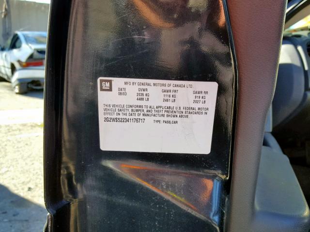 2G2WS522341176717 - 2004 PONTIAC GRAND PRIX BLACK photo 10