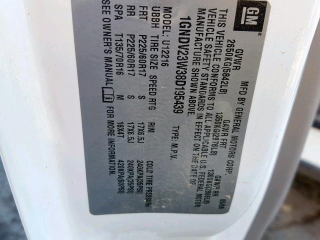 1GNDV23W38D195439 - 2008 CHEVROLET UPLANDER L Ağ foto 10