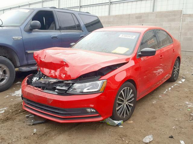 3VWD17AJ2GM320942 - 2016 VOLKSWAGEN JETTA SPOR RED photo 2