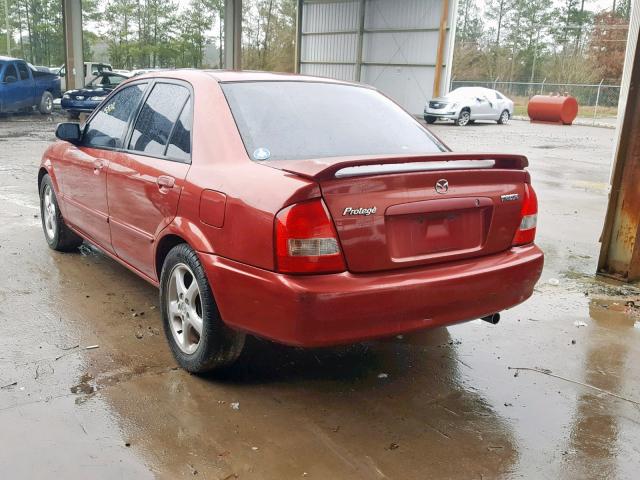 JM1BJ225520584506 - 2002 MAZDA PROTEGE DX BURGUNDY photo 3