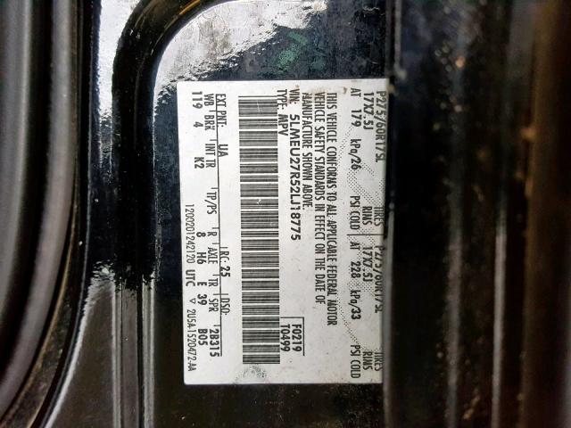 5LMEU27R52LJ18775 - 2002 LINCOLN NAVIGATOR 黑色 照片 10