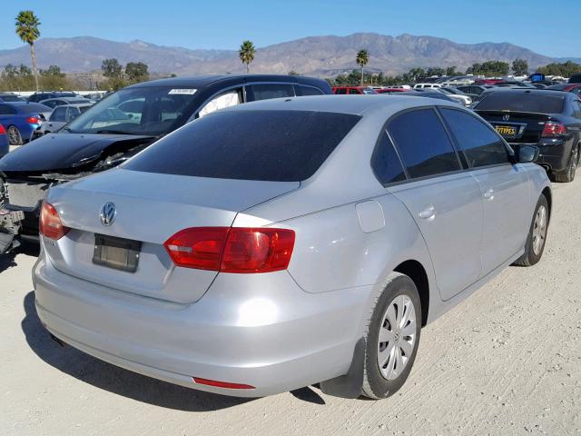 3VW2K7AJ4BM087918 - 2011 VOLKSWAGEN JETTA BASE SILVER photo 4