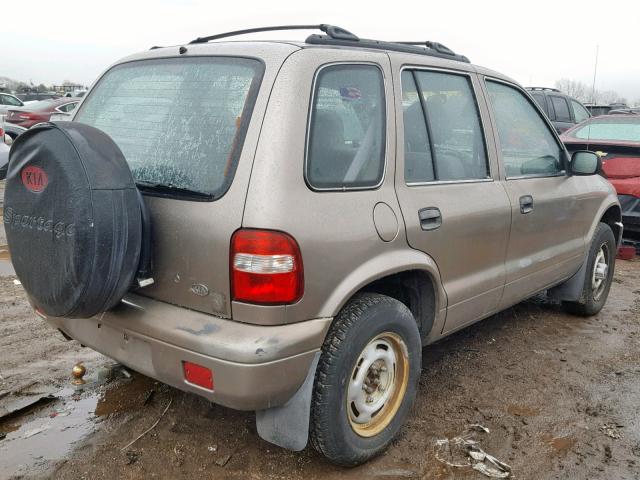 KNDJB723415042612 - 2001 KIA SPORTAGE BEIGE photo 4