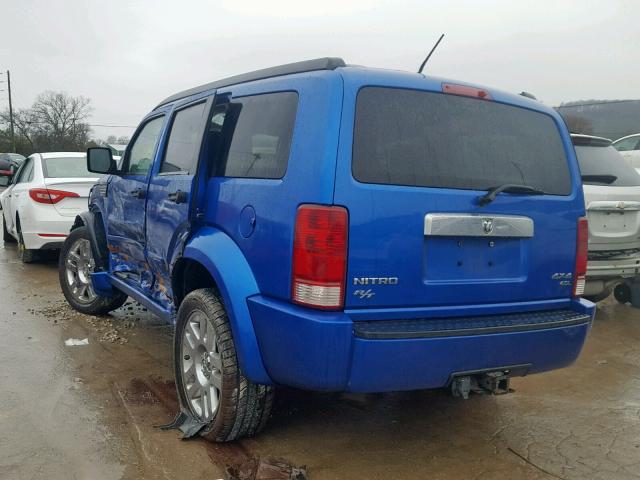 1D8GU58667W737110 - 2007 DODGE NITRO R/T BLUE photo 3