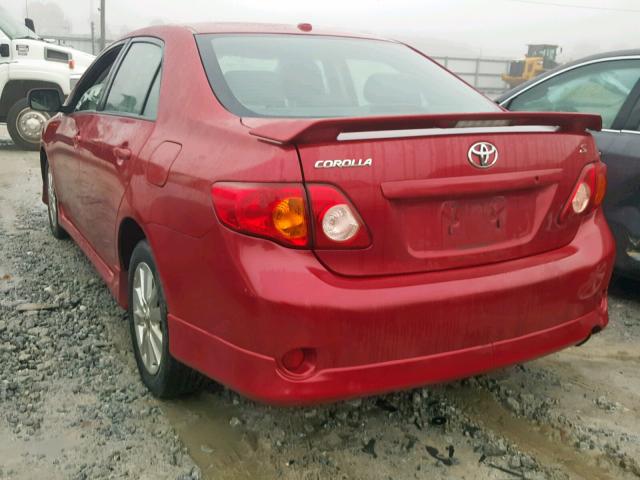 2T1BU40E69C104379 - 2009 TOYOTA COROLLA BA RED photo 3