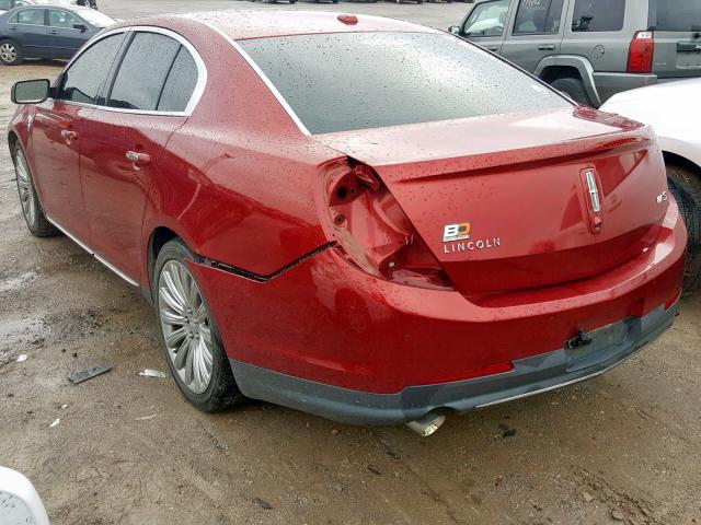 1LNHL9DK2DG616284 - 2013 LINCOLN MKS MAROON photo 3