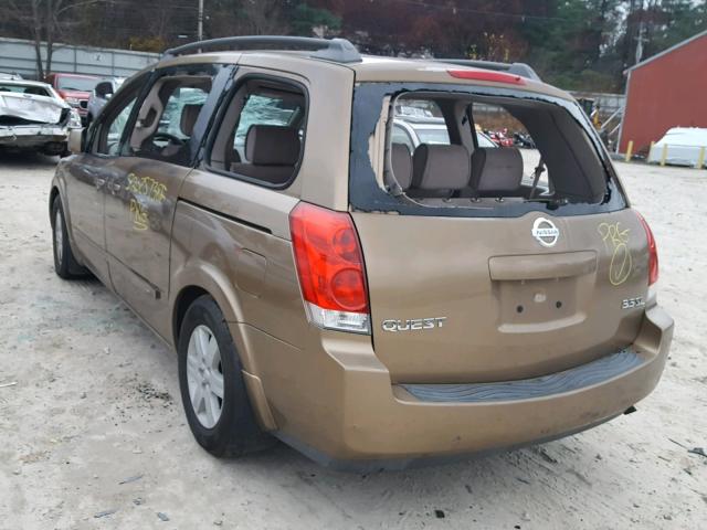 5N1BV28U14N305458 - 2004 NISSAN QUEST S BROWN photo 3