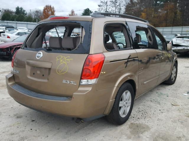 5N1BV28U14N305458 - 2004 NISSAN QUEST S BROWN photo 4