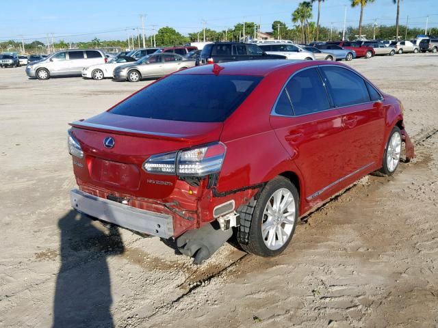 JTHBB1BA4A2015829 - 2010 LEXUS HS 250H RED photo 4