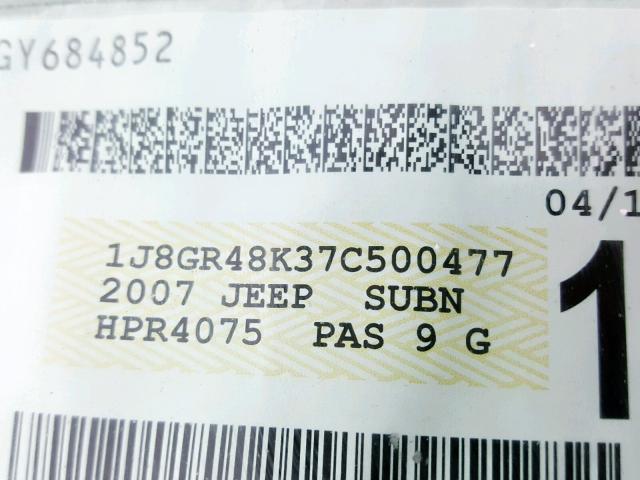 1J8GR48K37C500477 - 2007 JEEP GRAND CHER SILVER photo 10