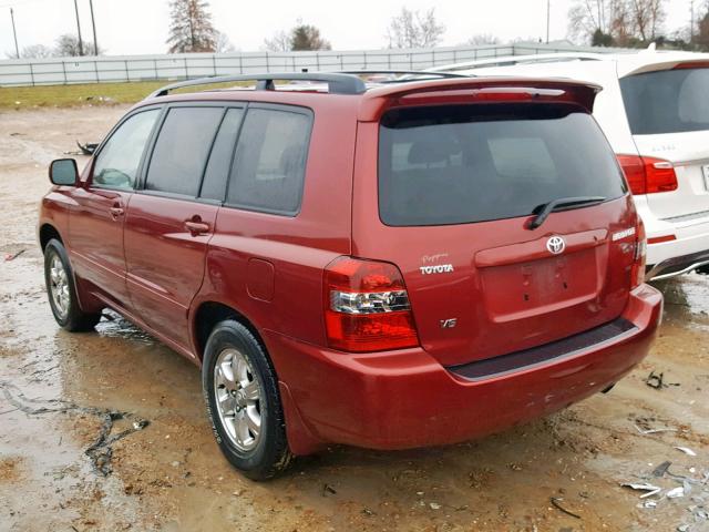 JTEGP21A950060911 - 2005 TOYOTA HIGHLANDER BURGUNDY photo 3