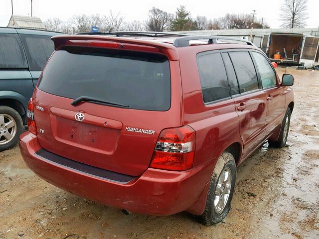 JTEGP21A950060911 - 2005 TOYOTA HIGHLANDER BURGUNDY photo 4