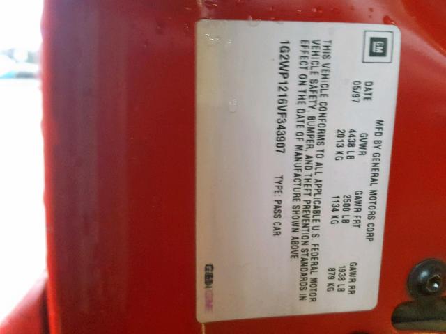 1G2WP1216VF343907 - 1997 PONTIAC GRAND PRIX RED photo 10