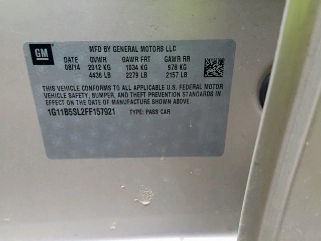 1G11B5SL2FF157921 - 2015 CHEVROLET MALIBU LS ბეჟი ფოტო 10
