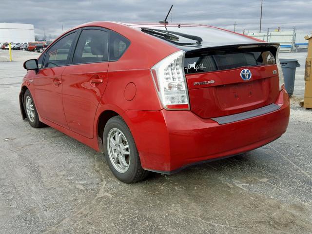 JTDKN3DUXA1242430 - 2010 TOYOTA PRIUS RED photo 3