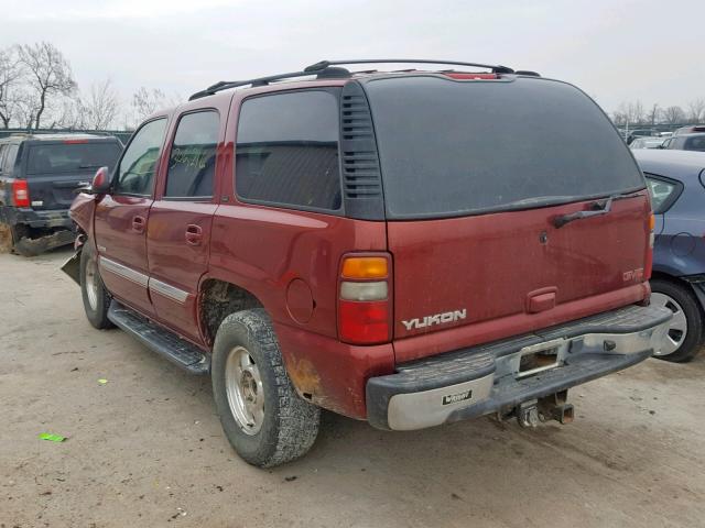 1GKEK13Z42R255995 - 2002 GMC YUKON MAROON photo 3