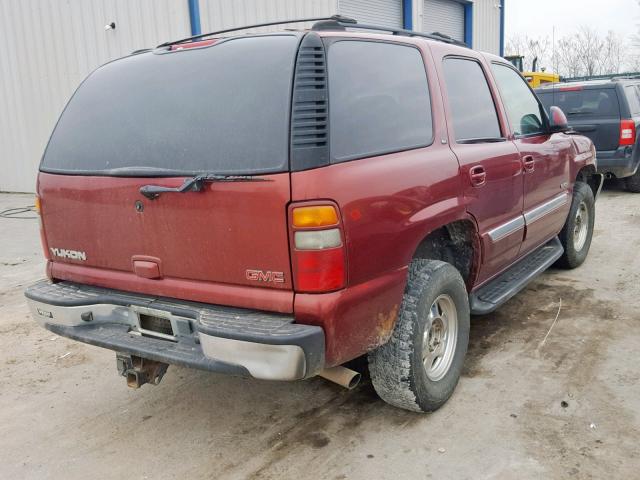 1GKEK13Z42R255995 - 2002 GMC YUKON MAROON photo 4