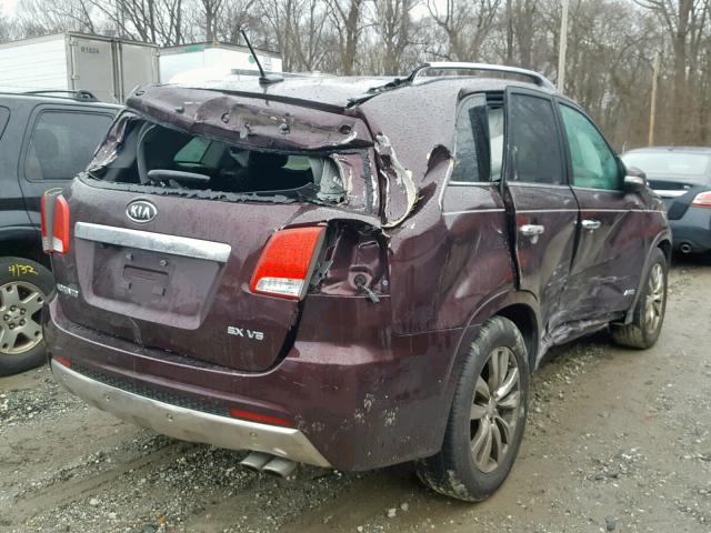 5XYKWDA21BG161677 - 2011 KIA SORENTO SX MAROON photo 4