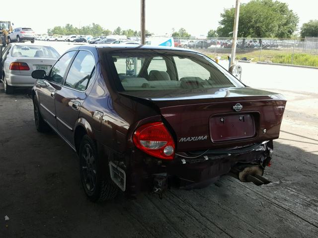 JN1CA31DX1T805455 - 2001 NISSAN MAXIMA GXE BURGUNDY photo 3