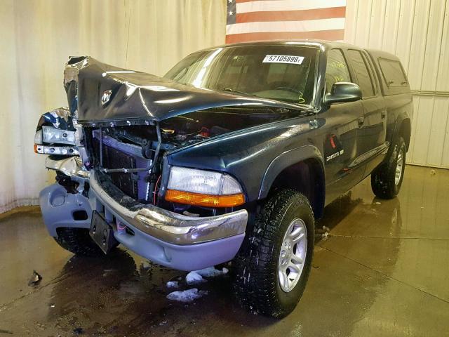 1B7HG2AN31S320567 - 2001 DODGE DAKOTA QUA BLUE photo 2